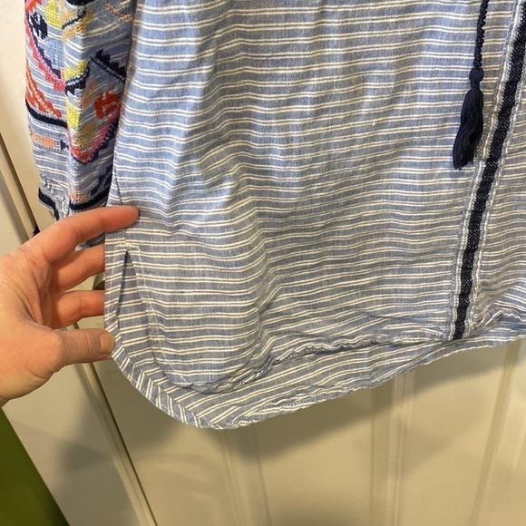 Joules Linen Blend Embroidered Blouse EUC - Picture 8 of 14